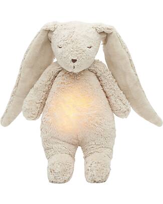 Moonie Bunny Plush 2.0 with Natural Sounds, Classical Music, and Adjustable Light - Sand - GOTS and Oeko-Tex Certified Nightlights