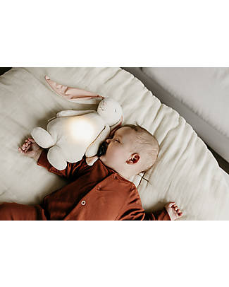 Moonie Bunny with Night Light and Pink Sounds - Blush Pink - GOTS and Oeko-Tex certified Nightlights
