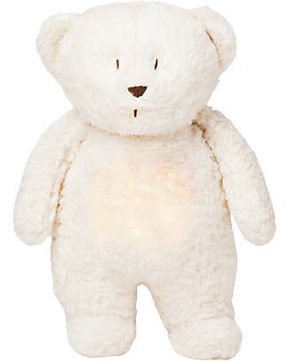 Moonie Soft Toy with Night Light and Pink Noises - Polar White - GOTS and Oeko-Tex certified Nightlights