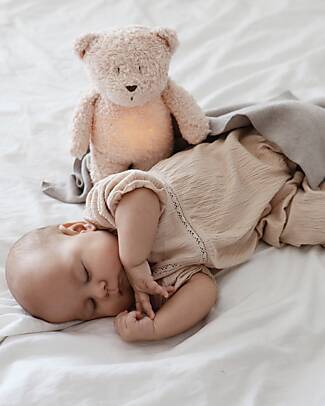 Moonie Soft Toy with Night Light and Pink Noises - Rose - GOTS and Oeko-Tex certified Soft Toys