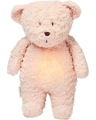 Moonie Soft Toy with Night Light and Pink Noises - Rose - GOTS and Oeko-Tex certified Soft Toys