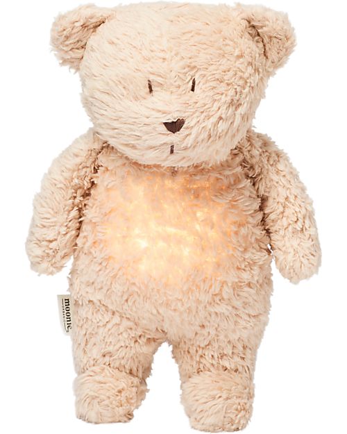 Moonie Soft Toy with Night Light and Pink Noises - Sand - GOTS and Oeko-Tex certified Nightlights
