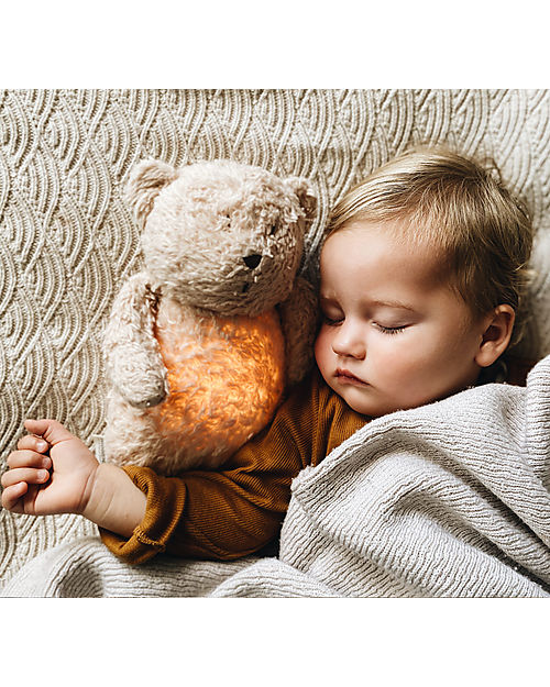 Moonie Soft Toy with Night Light and Pink Noises - Sand - GOTS and Oeko-Tex certified Nightlights