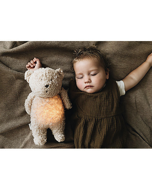 Moonie Soft Toy with Night Light and Pink Noises - Sand - GOTS and Oeko-Tex certified Nightlights