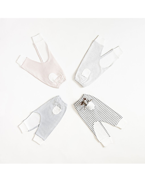 Mori Yoga Baby Pants, White & Grey - Bamboo and organic cotton Trousers