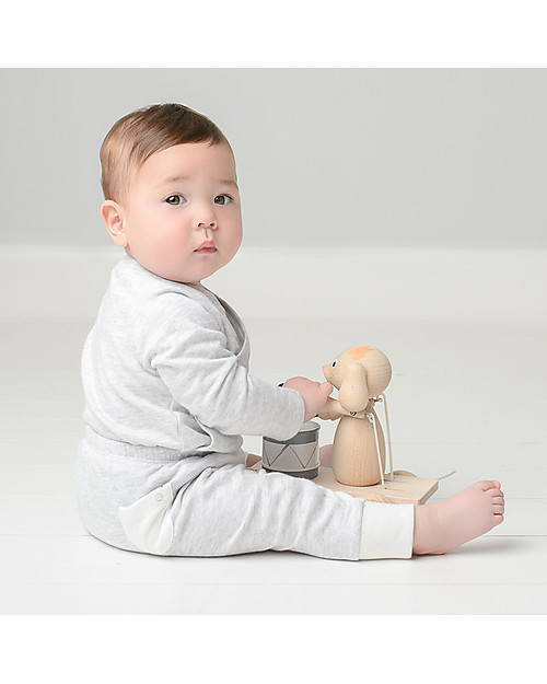 Mori Yoga Baby Pants, White & Grey - Bamboo and organic cotton Trousers
