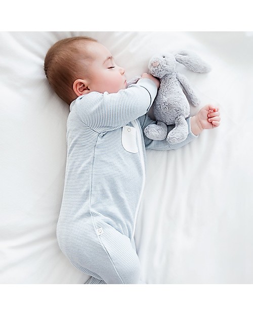 Mori Zip-Up Sleepsuit, Blue Stripes - Bamboo and organic cotton Pyjamas