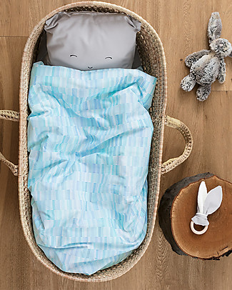 Motomo Baby Duvet Cover Set "Pastels", Azure - 70x100 cm - Organic cotton Cradle Bed Linen