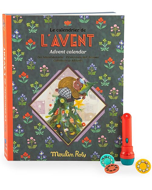 Moulin Roty Advent Calendar - Les Minouchkas - Story Projection Lamp with 23 Discs Advent Calendars