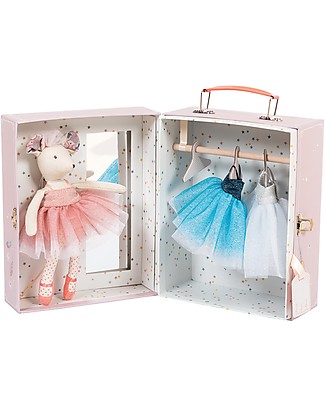 Moulin Roty Ballerina Suitcase, il était une Fois - Tutus and Soft Toy included Dolls Accessories