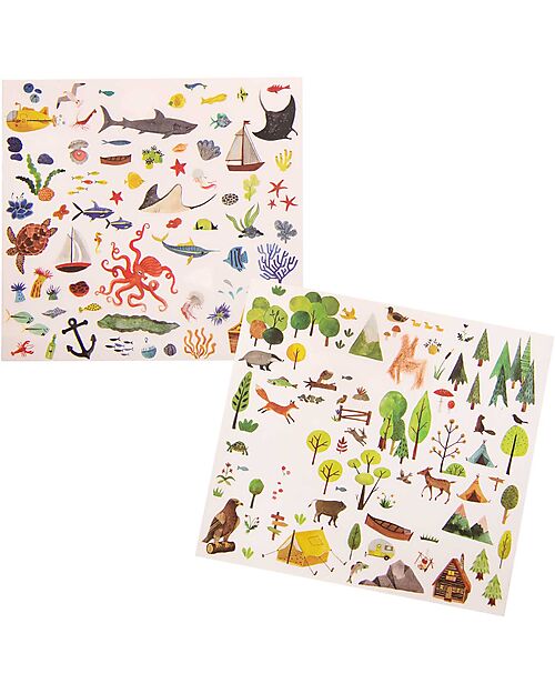 Moulin Roty Decal the Explorer - 22x23 cm - Beautiful Illustrations to Transfer Wherever You Want! Stickers & Stamps Sets