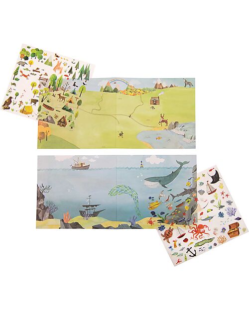 Moulin Roty Decal the Explorer - 22x23 cm - Beautiful Illustrations to Transfer Wherever You Want! Stickers & Stamps Sets