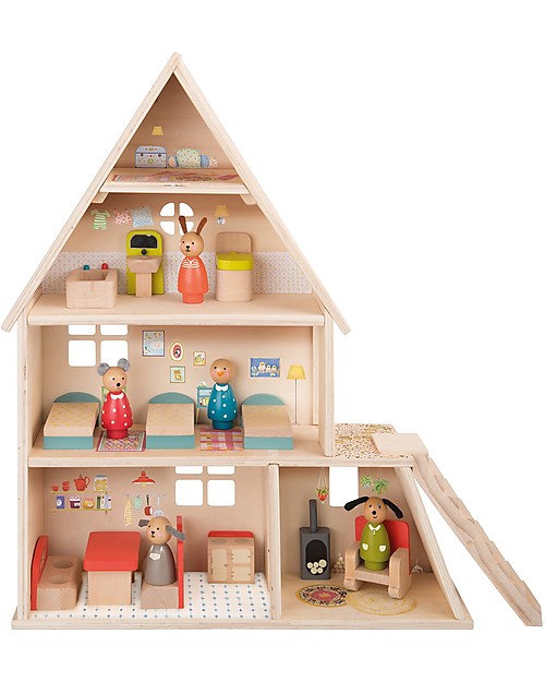 Moulin Roty Doll House, La Grande Famille - with Forniture Dolls Houses
