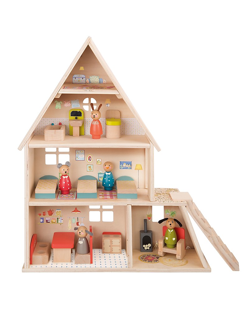 Moulin Roty Doll House, La Grande Famille - with Forniture unisex (bambini)