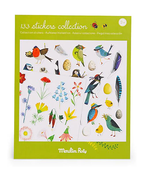 Moulin Roty Kit of 133 Stickers The Botanist - Nature Theme - +3 Years Stickers & Stamps Sets