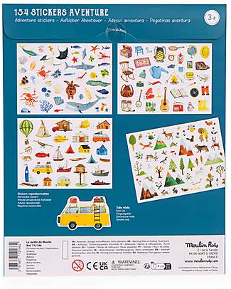 Moulin Roty Kit of 154 Explorer Stickers - Adventure Theme - Ages 3+ Stickers & Stamps Sets