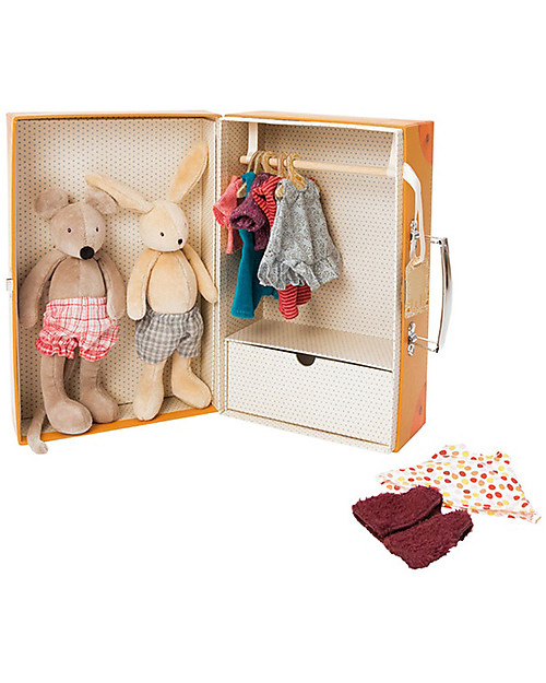 Moulin Roty Little Wardrobe Case, La Grande Famille - with Stuffed Animals  and Clothes unisex (bambini)