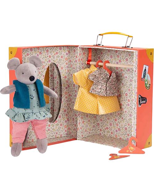 Moulin Roty Nini’s Wardrobe Suitcase - A Magical Closet for Little Adventures Puppets