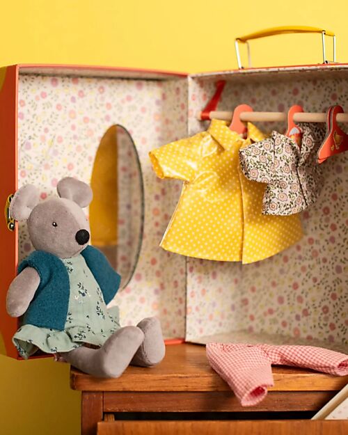 Moulin Roty Nini’s Wardrobe Suitcase - A Magical Closet for Little Adventures Puppets