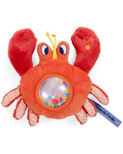 Moulin Roty Plush Crab Rattle from The Adventures of Paulie - with Beads in the Belly Rattles