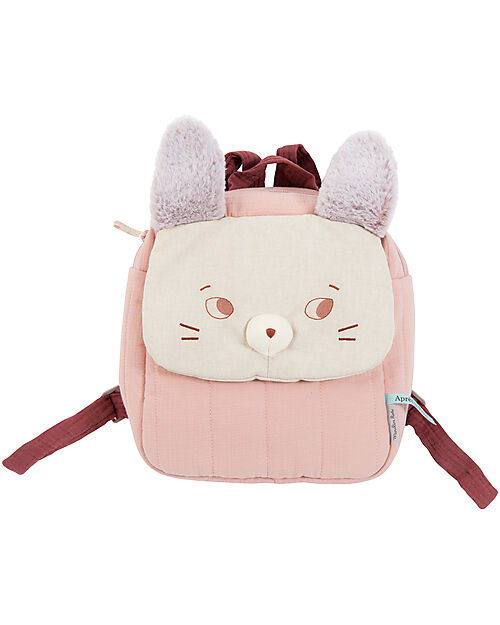 Moulin Roty Soft Mouse Backpack - Pink - from 3 Years Kindergarten Backpacks