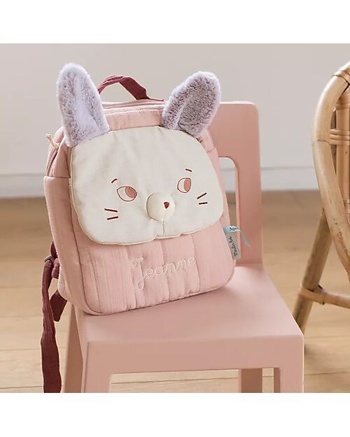 Moulin Roty Soft Mouse Backpack - Pink - from 3 Years Kindergarten Backpacks