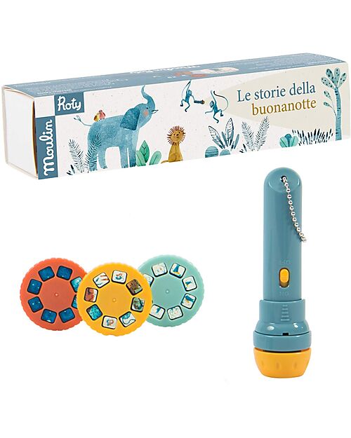 Moulin Roty Story Projector Torch - Savannah Animal Tales - 3+ years Story Making Games