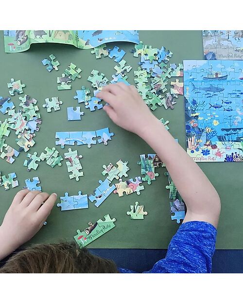 Moulin Roty Tin Can Puzzle - 96 pieces - Ocean Theme - with Magnifying Glass Puzzles