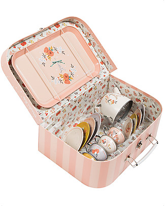 Moulin Roty Tin Tea Suitcase - Les Parisiennes - Floral Pattern Toy Kitchens & Play Food
