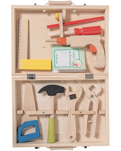 Moulin Roty Tool Box, La Grande Famille - Tools Included Wooden Toy Tools