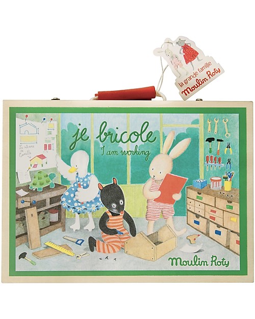 Moulin Roty Tool Box, La Grande Famille - Tools Included Wooden Toy Tools
