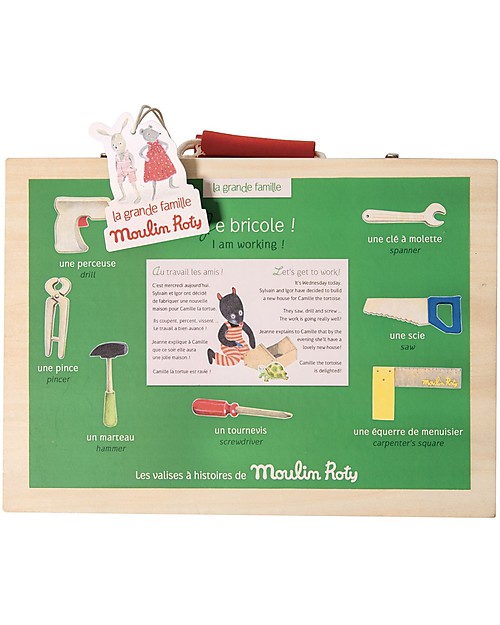 Moulin Roty Tool Box, La Grande Famille - Tools Included Wooden Toy Tools