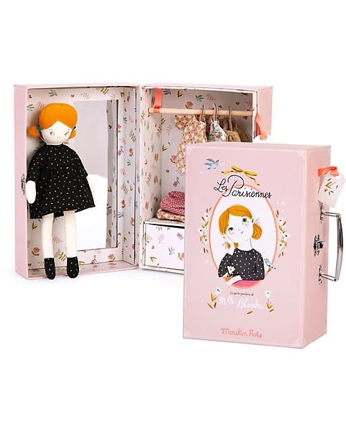 Moulin Roty Wardrobe Case with Doll and Clothes - Les Parisennes Dolls