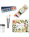 Moulin Roty Watercolours Artist Case - Le Jardin - with Garden Scenes Draw And Color