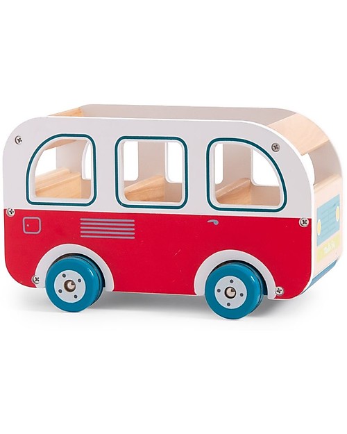 Moulin Roty Wooden Bus - La Grande Famille - with Julius the Dog Wooden Toy Cars, Trains & Trucks