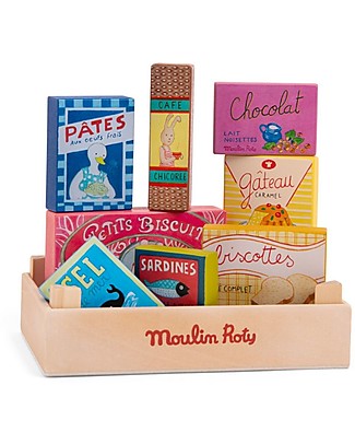 Moulin Roty Wooden Groceries Set - Fun and Eco-friendly Wooden Food