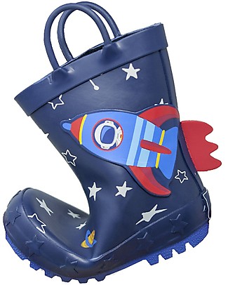 Mr.Tiggle Rubber Rain Boot with Cotton Lining - Blue Rocket Wellies