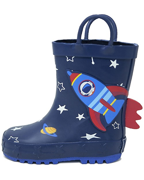 Mr.Tiggle Rubber Rain Boot with Cotton Lining - Blue Rocket Wellies