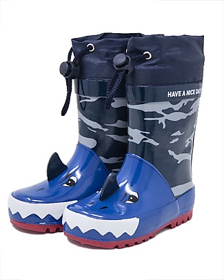 Mr.Tiggle Rubber Rain Boot with Cotton Lining - Blue Shark - New Model! Wellies
