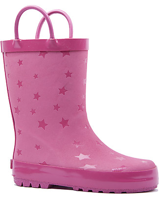 Mr.Tiggle Rubber Rain Boot with Cotton Lining - Pink Star Wellies