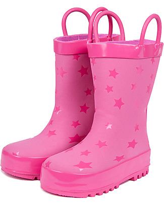 Mr.Tiggle Rubber Rain Boot with Cotton Lining - Pink Star Wellies