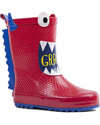 Mr.Tiggle Rubber Rain Boot with Cotton Lining - Red Monster Wellies