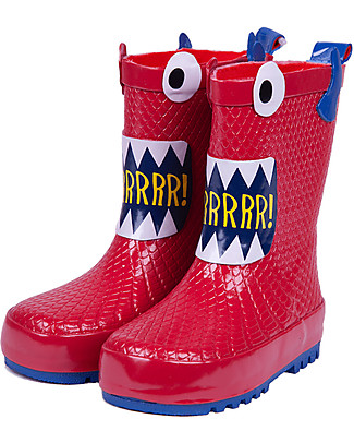 Mr.Tiggle Rubber Rain Boot with Cotton Lining - Red Monster Wellies