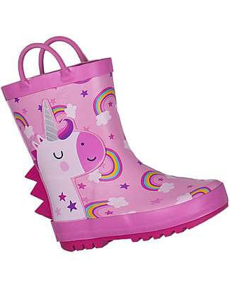 Mr.Tiggle Rubber Rain Boot with Cotton Lining - Unicorn with Rainbows Wellies