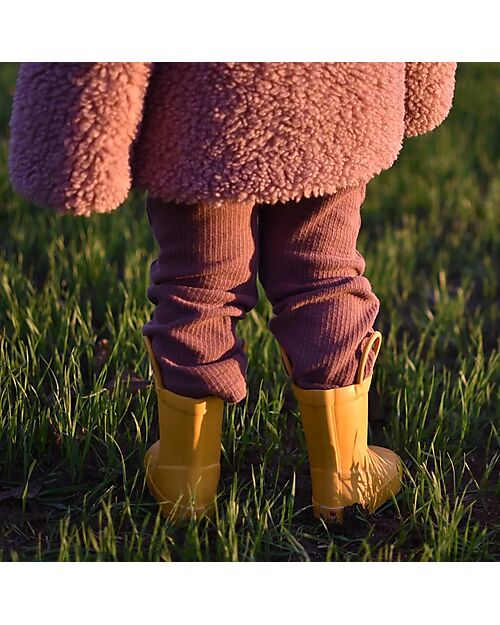 Mr.Tiggle Rubber Rain Boots - Cotton Lined - Matt Yellow Wellies