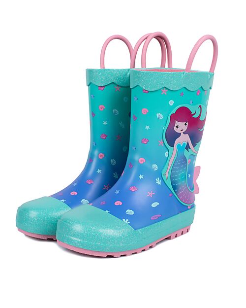 Mr.Tiggle Rubber Rain Boots - Cotton Lined - Mermaid Wellies