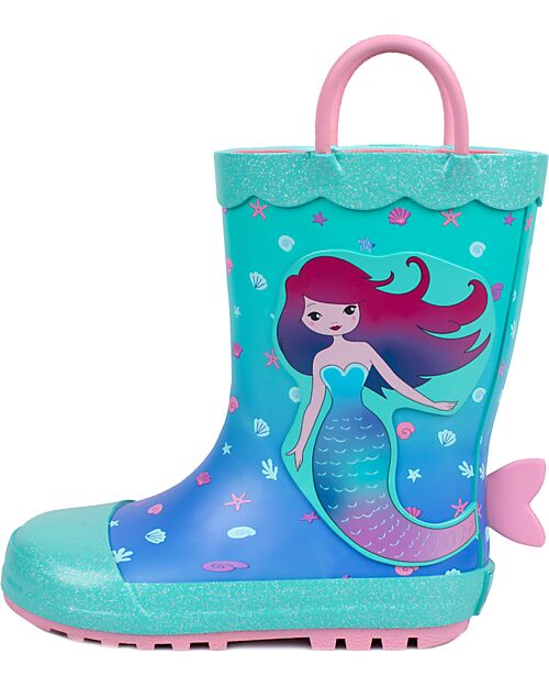 Mr.Tiggle Rubber Rain Boots - Cotton Lined - Mermaid Wellies