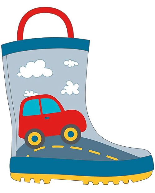 Mr.Tiggle Rubber Rain Boots - Cotton Lined - Red Car Wellies