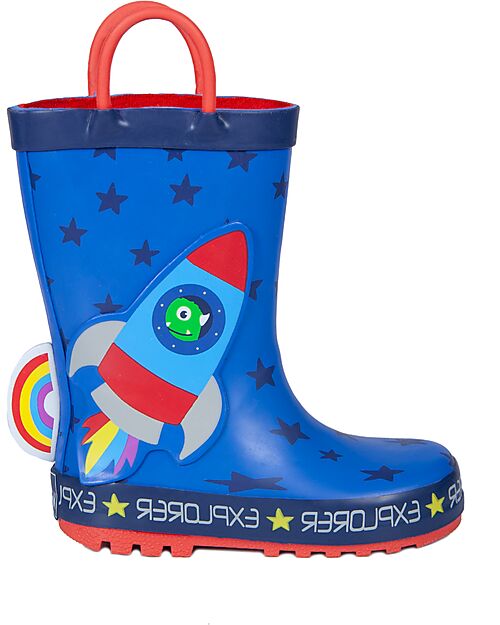 Mr.Tiggle Rubber Rain Boots, Cotton Lined - Starry Rocket Wellies