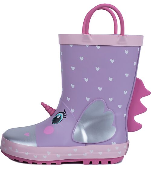 Mr.Tiggle Rubber Rain Boots - Cotton Lined - Unicorn Hearts Wellies
